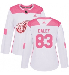 Womens Detroit Red Wings #83 Trevor Daley Authentic White Pink Fashion NHL Jersey