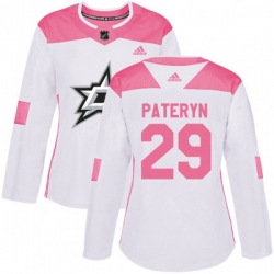 Womens Dallas Stars #29 Greg Pateryn Authentic White Pink Fashion NHL Jersey