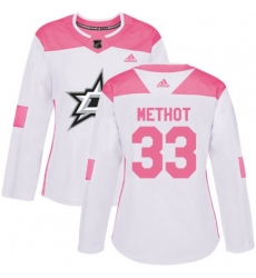 Womens Dallas Stars #33 Marc Methot Authentic White Pink Fashion NHL Jersey