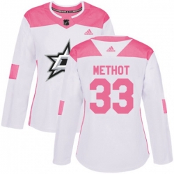 Womens Dallas Stars #33 Marc Methot Authentic White Pink Fashion NHL Jersey