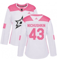 Womens Dallas Stars #43 Valeri Nichushkin Authentic White Pink Fashion NHL Jersey