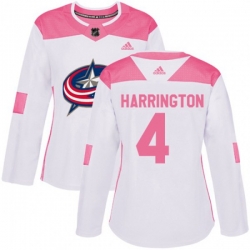 Womens Columbus Blue Jackets #4 Scott Harrington Authentic White Pink Fashion NHL Jersey Womens Columbus Blue Jackets #4 Scott Harrington Authentic White Pink Fashion NHL Jersey
