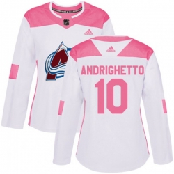Womens Colorado Avalanche #10 Sven Andrighetto Authentic White Pink Fashion NHL Jersey Womens Colorado Avalanche #10 Sven Andrighetto Authentic White Pink Fashion NHL Jersey