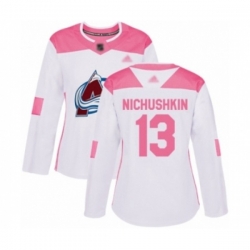 Womens Colorado Avalanche #13 Valeri Nichushkin Authentic White Pink Fashion Hockey Jersey Womens Colorado Avalanche #13 Valeri Nichushkin Authentic White Pink Fashion Hockey Jersey