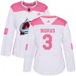 Womens Colorado Avalanche #3 Chris Bigras Authentic White Pink Fashion NHL Jersey Womens Colorado Avalanche #3 Chris Bigras Authentic White Pink Fashion NHL Jersey