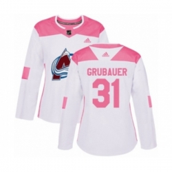 Womens Colorado Avalanche #31 Philipp Grubauer Authentic White Pink Fashion NHL Jersey Womens Colorado Avalanche #31 Philipp Grubauer Authentic White Pink Fashion NHL Jersey