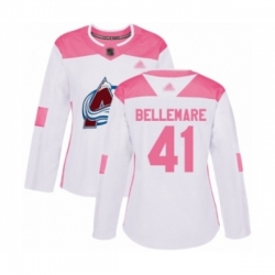Womens Colorado Avalanche #41 Pierre-Edouard Bellemare Authentic White Pink Fashion Hockey Jersey Womens Colorado Avalanche #41 Pierre-Edouard Bellemare Authentic White Pink Fashion Hockey Jersey
