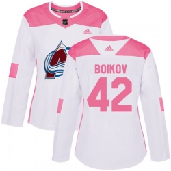 Womens Colorado Avalanche #42 Sergei Boikov Authentic White Pink Fashion NHL Jersey Womens Colorado Avalanche #42 Sergei Boikov Authentic White Pink Fashion NHL Jersey