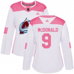 Womens Colorado Avalanche #9 Lanny McDonald Authentic White Pink Fashion NHL Jersey Womens Colorado Avalanche #9 Lanny McDonald Authentic White Pink Fashion NHL Jersey
