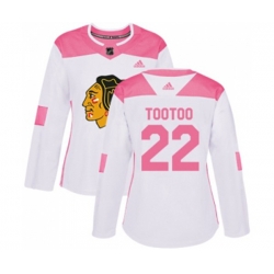 Womens Chicago Blackhawks #22 Jordin Tootoo Authentic White Pink Fashion NHL Jersey
