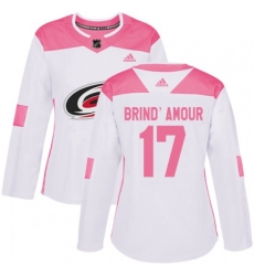 Women Carolina Hurricanes #17 Rod BrindAmour Authentic White Pink Fashion NHL Jersey