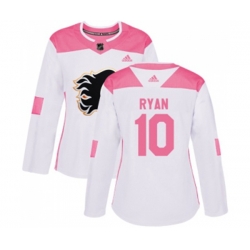 Women Calgary Flames #10 Derek Ryan Authentic White Pink Fashion Hockey Jersey