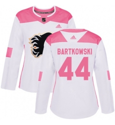 Women Calgary Flames #44 Matt Bartkowski Authentic White Pink Fashion NHL Jersey