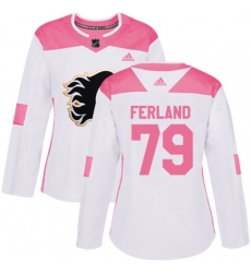 Women Calgary Flames #79 Michael Ferland Authentic White Pink Fashion NHL Jersey
