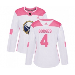 Women Adidas Buffalo Sabres #4 Josh Gorges Authentic White Pink Fashion NHL Jersey Women Adidas Buffalo Sabres #4 Josh Gorges Authentic White Pink Fashion NHL Jersey