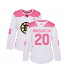 Women Adidas Boston Bruins #20 Joakim Nordstrom Authentic White Pink Fashion NHL Jersey Women Adidas Boston Bruins #20 Joakim Nordstrom Authentic White Pink Fashion NHL Jersey