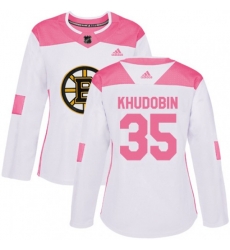 Women Adidas Boston Bruins #35 Anton Khudobin Authentic White Pink Fashion NHL Jersey Women Adidas Boston Bruins #35 Anton Khudobin Authentic White Pink Fashion NHL Jersey