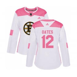 Women Boston Bruins #12 Adam Oates Authentic White Pink Fashion Hockey Jersey