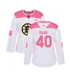 Women Boston Bruins #40 Tuukka Rask Authentic White Pink Fashion Hockey Jersey Women Boston Bruins #40 Tuukka Rask Authentic White Pink Fashion Hockey Jersey