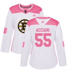 Women Boston Bruins #55 Noel Acciari Authentic White Pink Fashion NHL Jersey