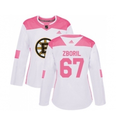 Women Boston Bruins #67 Jakub Zboril Authentic White Pink Fashion Hockey Jersey Women Boston Bruins #67 Jakub Zboril Authentic White Pink Fashion Hockey Jersey
