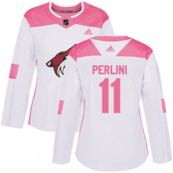 Women Adidas Arizona Coyotes #11 Brendan Perlini Authentic White Pink Fashion NHL Jersey Women Adidas Arizona Coyotes #11 Brendan Perlini Authentic White Pink Fashion NHL Jersey
