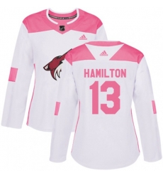 Women Arizona Coyotes #13 Freddie Hamilton Authentic White Pink Fashion NHL Jersey