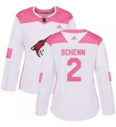 Women Arizona Coyotes #2 Luke Schenn Authentic White Pink Fashion NHL Jersey