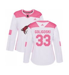 Women Arizona Coyotes #33 Alex Goligoski Authentic White Pink Fashion Hockey Jersey