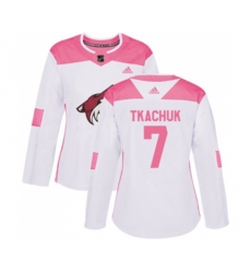 Women Arizona Coyotes #7 Keith Tkachuk Authentic White Pink Fashion Hockey Jersey