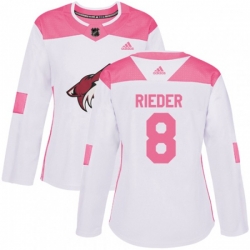 Women Arizona Coyotes #8 Tobias Rieder Authentic White Pink Fashion NHL Jersey Women Arizona Coyotes #8 Tobias Rieder Authentic White Pink Fashion NHL Jersey