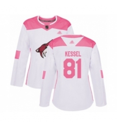 Women Arizona Coyotes #81 Phil Kessel Authentic White Pink Fashion Hockey Jersey