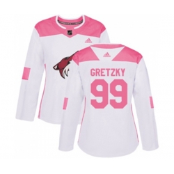 Women Arizona Coyotes #99 Wayne Gretzky Authentic White Pink Fashion Hockey Jersey Women Arizona Coyotes #99 Wayne Gretzky Authentic White Pink Fashion Hockey Jersey