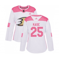 Women Anaheim Ducks #25 Ondrej Kase Authentic White Pink Fashion Hockey Jersey Women Anaheim Ducks #25 Ondrej Kase Authentic White Pink Fashion Hockey Jersey