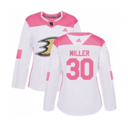 Women Anaheim Ducks #30 Ryan Miller Authentic White Pink Fashion Hockey Jersey Women Anaheim Ducks #30 Ryan Miller Authentic White Pink Fashion Hockey Jersey