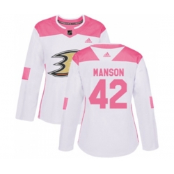 Women Anaheim Ducks #42 Josh Manson Authentic White Pink Fashion Hockey Jersey Women Anaheim Ducks #42 Josh Manson Authentic White Pink Fashion Hockey Jersey