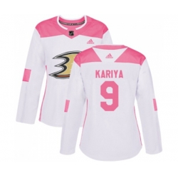 Women Anaheim Ducks #9 Paul Kariya Authentic White Pink Fashion Hockey Jersey Women Anaheim Ducks #9 Paul Kariya Authentic White Pink Fashion Hockey Jersey