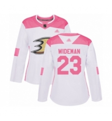 Womens Anaheim Ducks #23 Chris Wideman Authentic White Pink Fashion Hockey Jersey