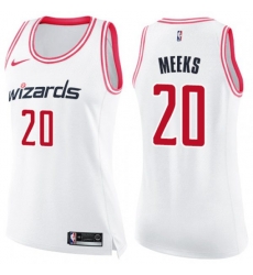 Womens Washington Wizards #20 Jodie Meeks Swingman White Pink Fashion NBA Jersey