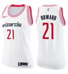 Womens Washington Wizards #21 Dwight Howard Swingman White Pink Fashion NBA Jersey