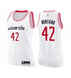 Womens Washington Wizards #42 Davis Bertans Swingman White Pink Fashion Basketball Jersey