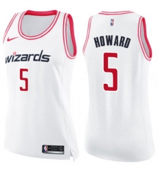 Womens Washington Wizards #5 Juwan Howard Swingman White Pink Fashion NBA Jersey