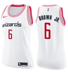 Womens Washington Wizards #6 Troy Brown Jr. Swingman White Pink Fashion NBA Jersey