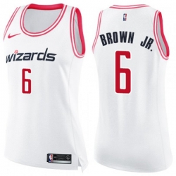 Womens Washington Wizards #6 Troy Brown Jr. Swingman White Pink Fashion NBA Jersey Womens Washington Wizards #6 Troy Brown Jr. Swingman White Pink Fashion NBA Jersey