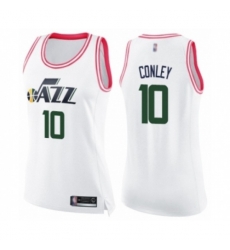 Womens Utah Jazz #10 Mike Conley Swingman White Pink Fashion Basketball Jersey