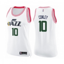 Womens Utah Jazz #10 Mike Conley Swingman White Pink Fashion Basketball Jersey Womens Utah Jazz #10 Mike Conley Swingman White Pink Fashion Basketball Jersey