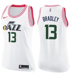 Womens Utah Jazz #13 Tony Bradley Swingman White Pink Fashion NBA Jersey
