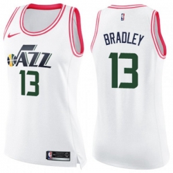 Womens Utah Jazz #13 Tony Bradley Swingman White Pink Fashion NBA Jersey Womens Utah Jazz #13 Tony Bradley Swingman White Pink Fashion NBA Jersey