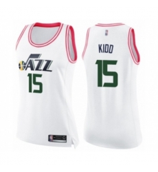 Womens Utah Jazz #15 Stanton Kidd Swingman White Pink Fashion Basketball Jersey