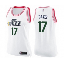 Womens Utah Jazz #17 Ed Davis Swingman White Pink Fashion Basketball Jersey Womens Utah Jazz #17 Ed Davis Swingman White Pink Fashion Basketball Jersey